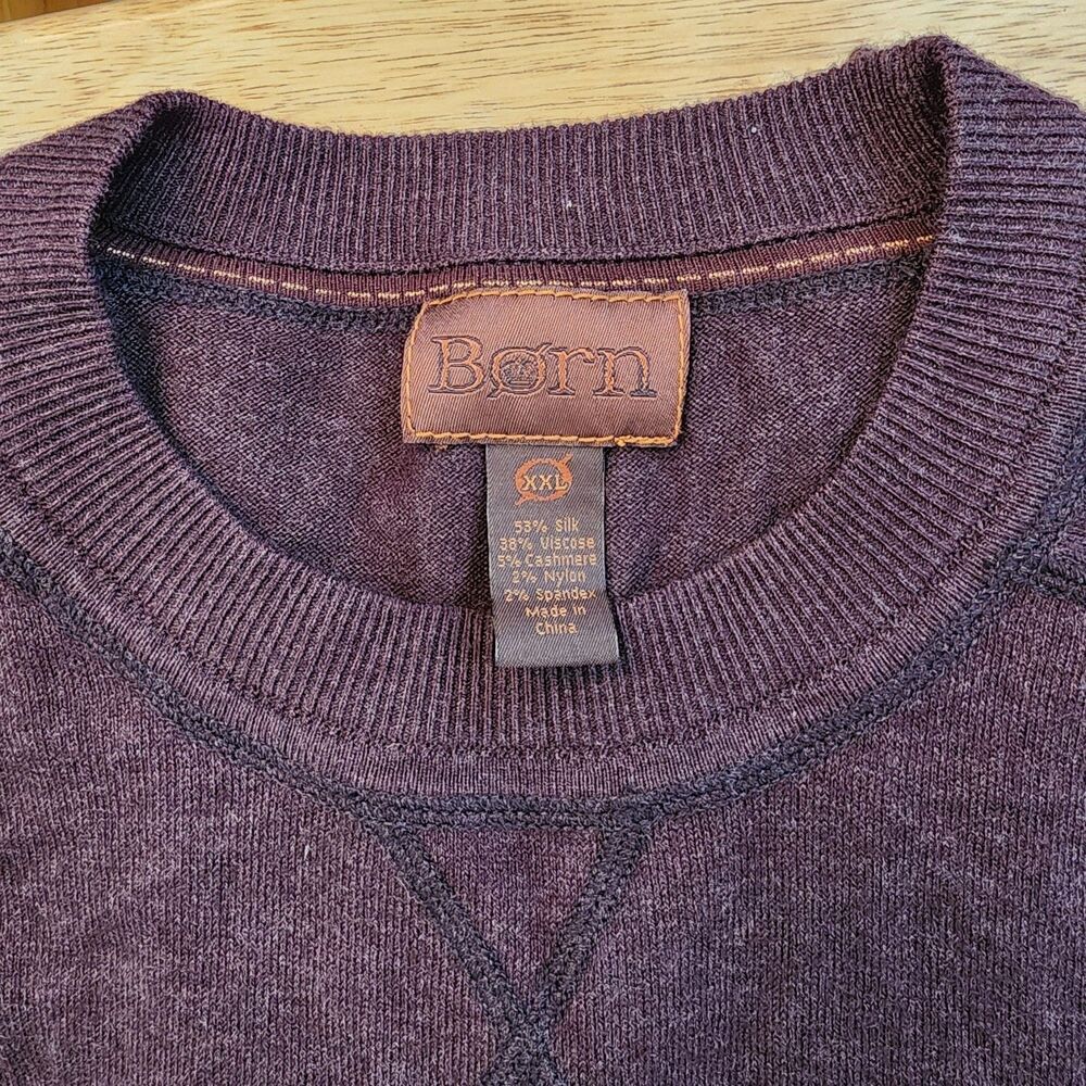 Børn Men's Burgundy/Maroon Silk Cashmere Luxury Blend Sweater Crew Neck XXL - Picture 5 of 5